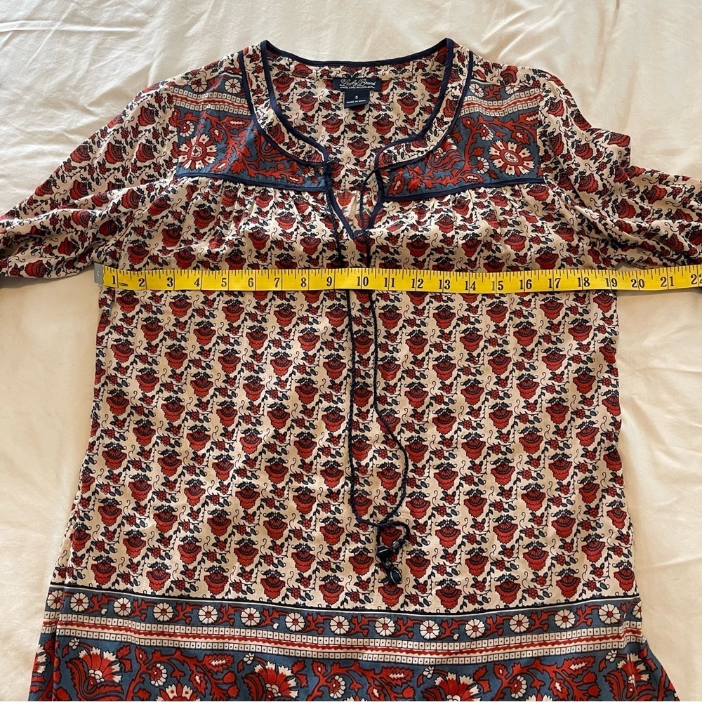 Lucky Brand Red and Blue Patterned Blouse Size S - Picture 3 of 8
